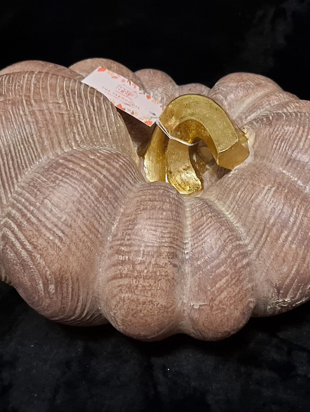 Decorative Ribbed Resin Pumpkin with Gold Stem The Farmhouse